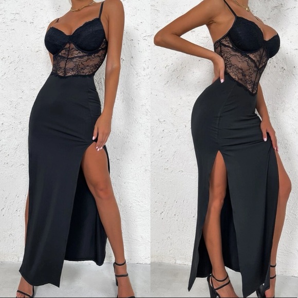 Black lace cami dress - Picture 2 of 4